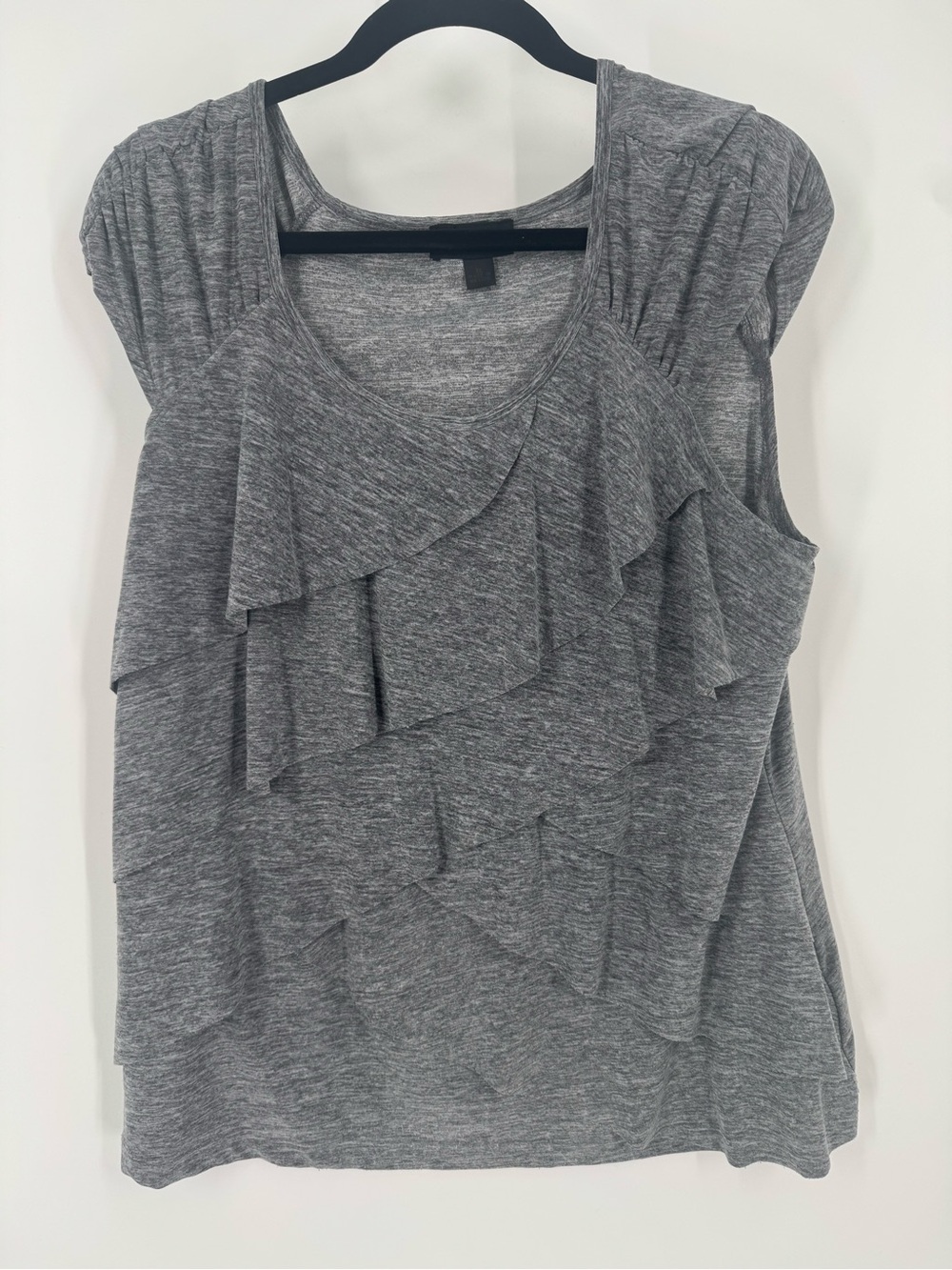 AB Studio Gray Ruffle Tank Top